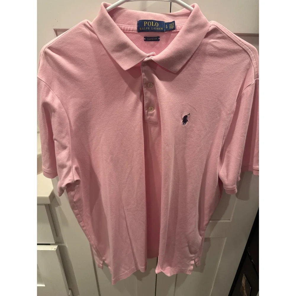 Polo Ralph Lauren Mens Classic Fit Short Sleeve Polo Shirt Pink Large